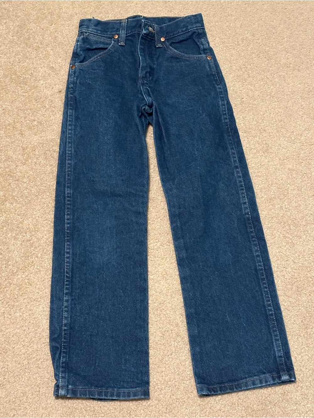 Wrangler Kids Dark Blue Straight Jeans. 8 slim
